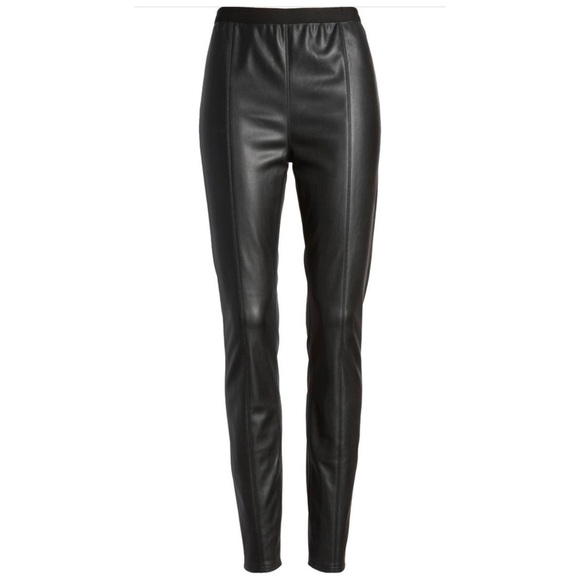 BLANK NYC Night Walks Faux Leather Pull On Black Leggings Size 24 NWT - Picture 2 of 10